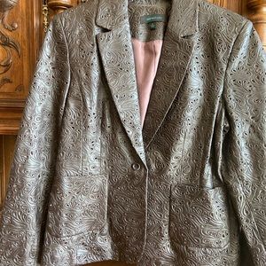 NWT LEATHER BLAZER -Large